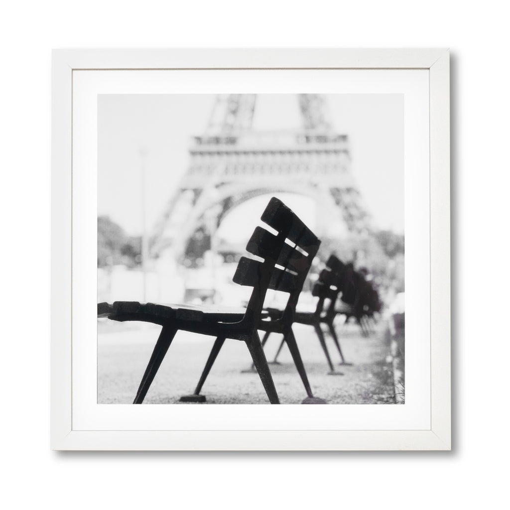 Cuadro foto Eiffel bench marco blanco - Vista frontal