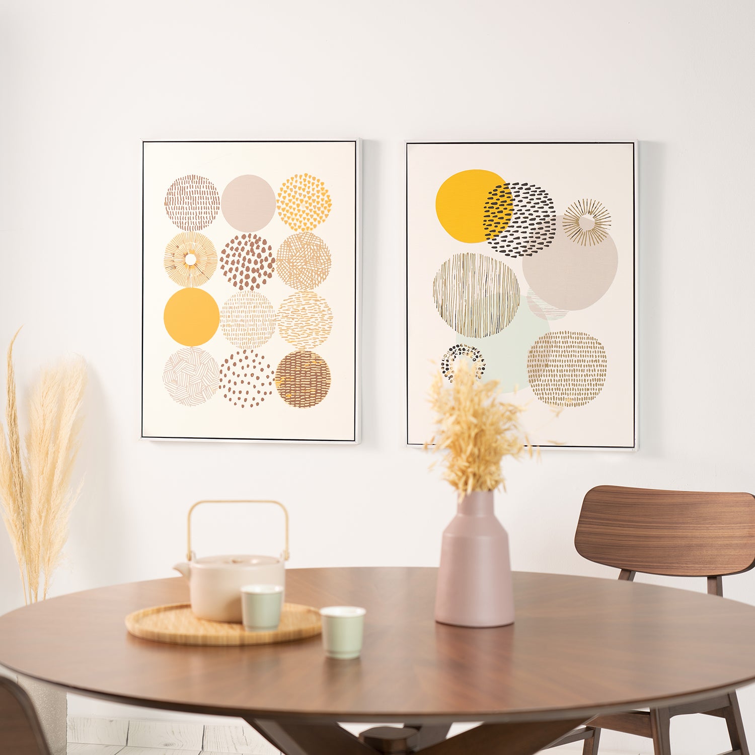 Cuadro abstracto Fireworks1 marco blanco - Fotografía de ambiente