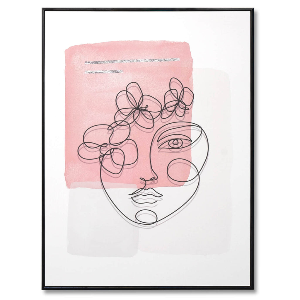 Cuadro minimalista Pink doodle1 marco negro - Vista frontal