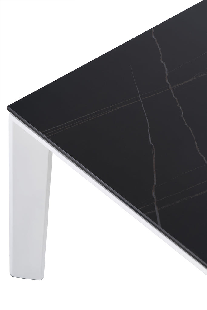 Mesa extensible Salla 140 sahara blanco - Detalle esquina tapa