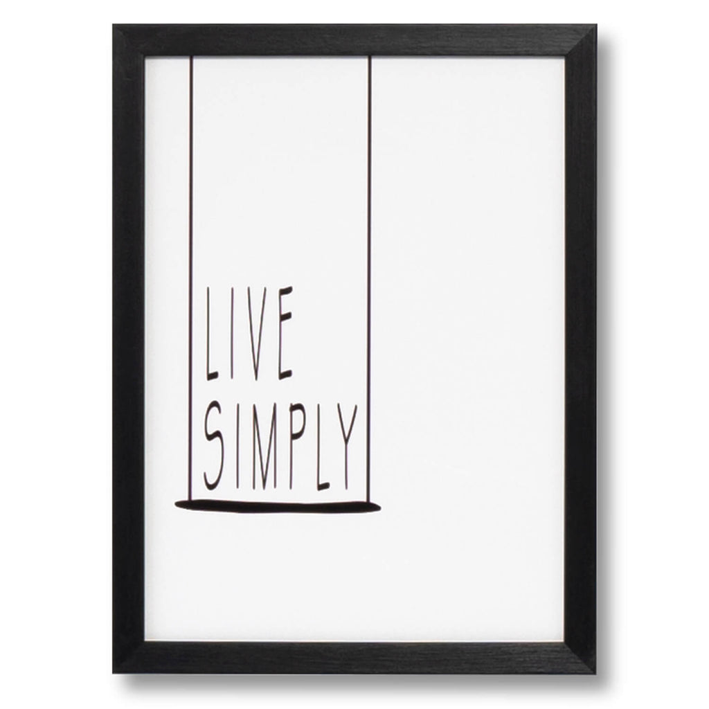 Cuadro minimalista Live Simply marco negro - Vista frontal