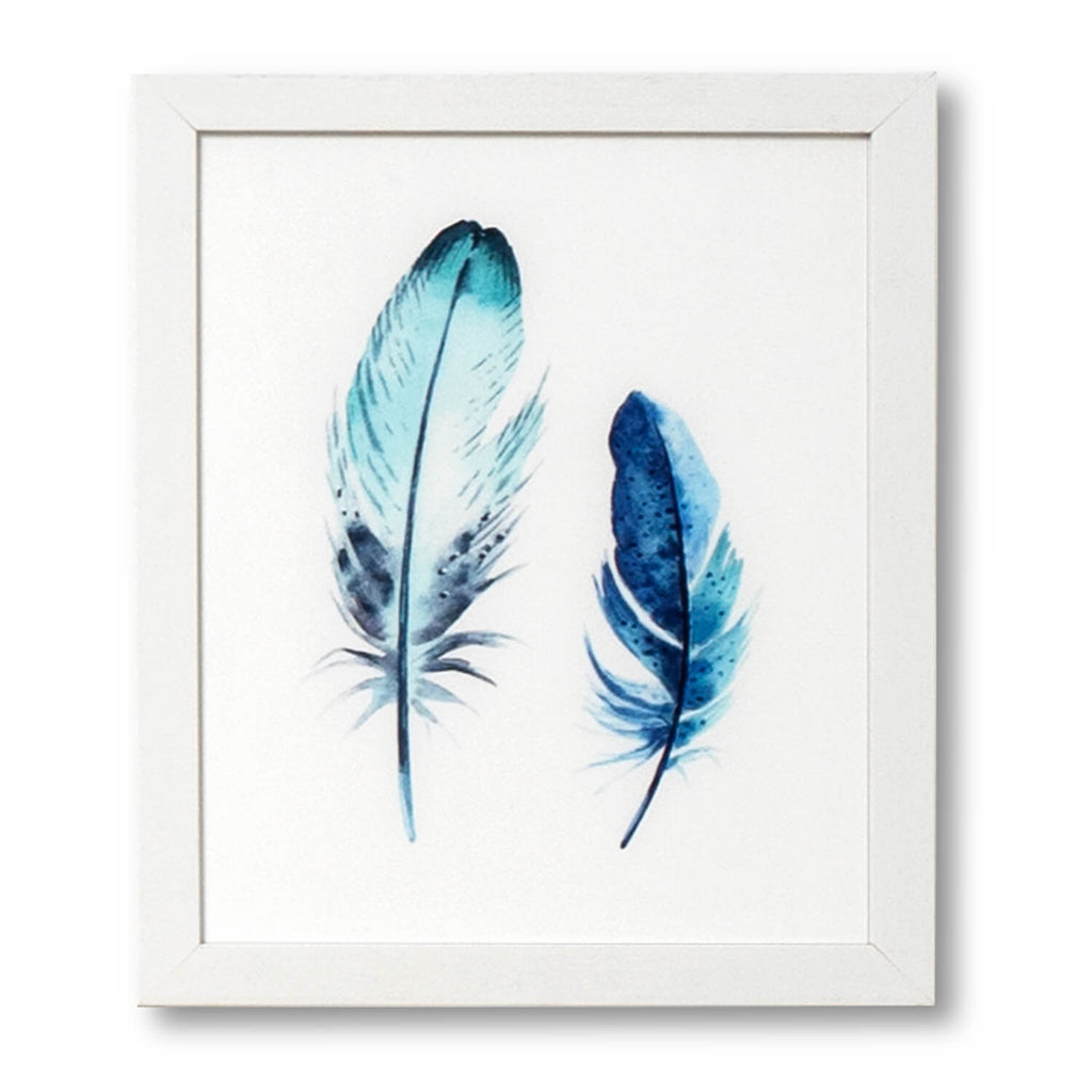 Cuadro moderno Blue feather marco blanco - Vista frontal