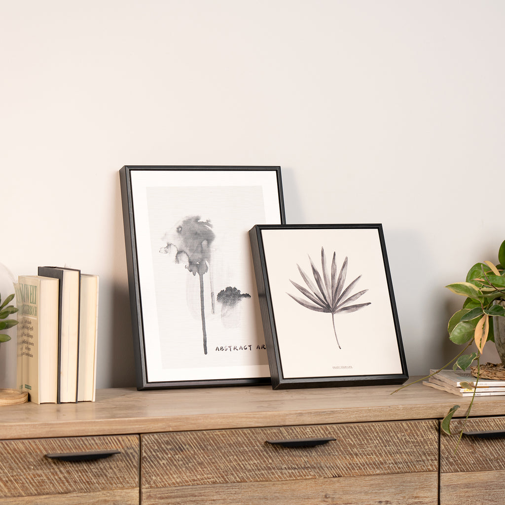 Cuadro planta Grey palm marco negro - Fotografía de ambiente
