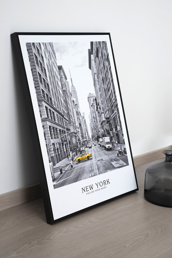 Cuadro paisaje urbano New York taxi marco negro - Fotografía de ambiente