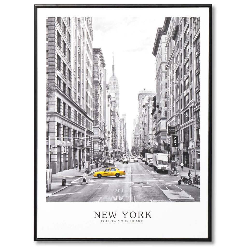 Cuadro paisaje urbano New York taxi marco negro - Vista frontal