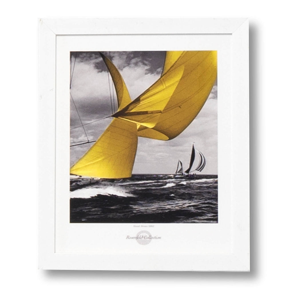 Cuadro foto Yellow boat marco blanco - Vista frontal