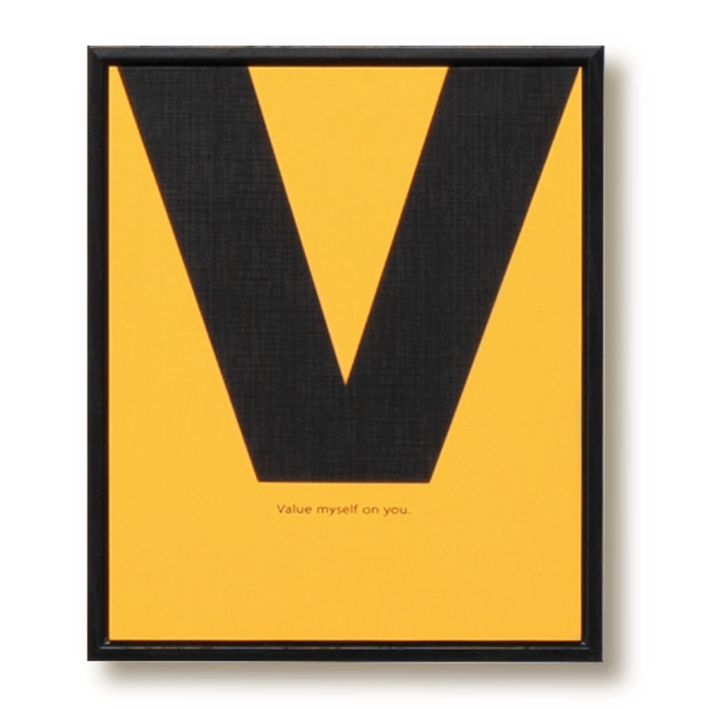 Cuadro moderno Yellow V marco negro - Vista frontal