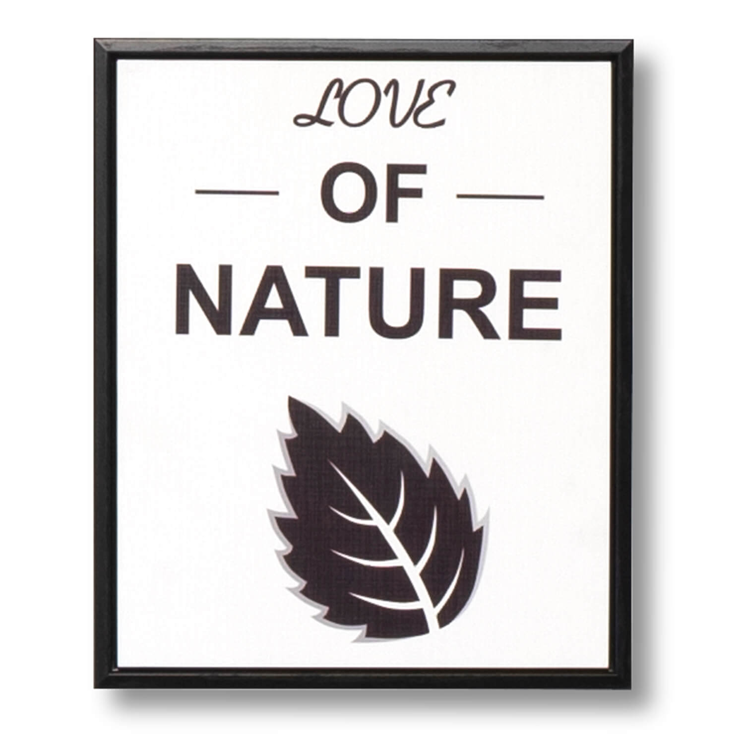 Cuadro frases Love nature marco negro - Vista frontal