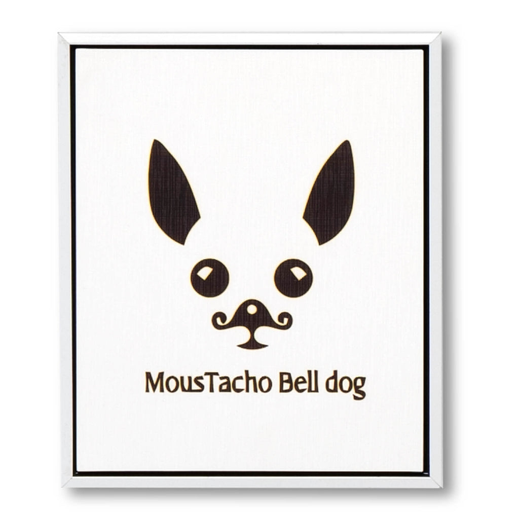 Cuadro figurativo Moustacho dog marco blanco - Vista frontal