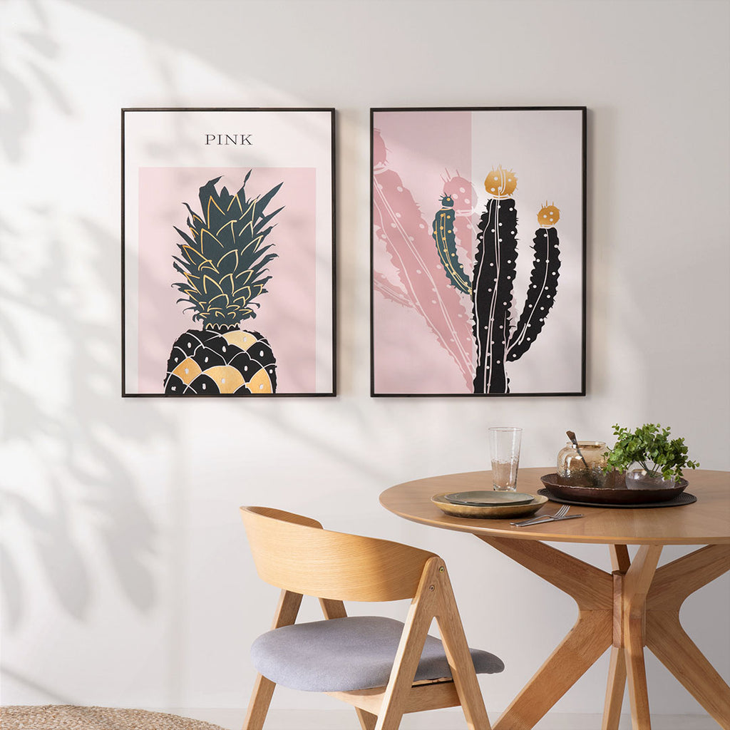 Cuadro decorativo Cactus naif marco negro - Fotografía de ambiente