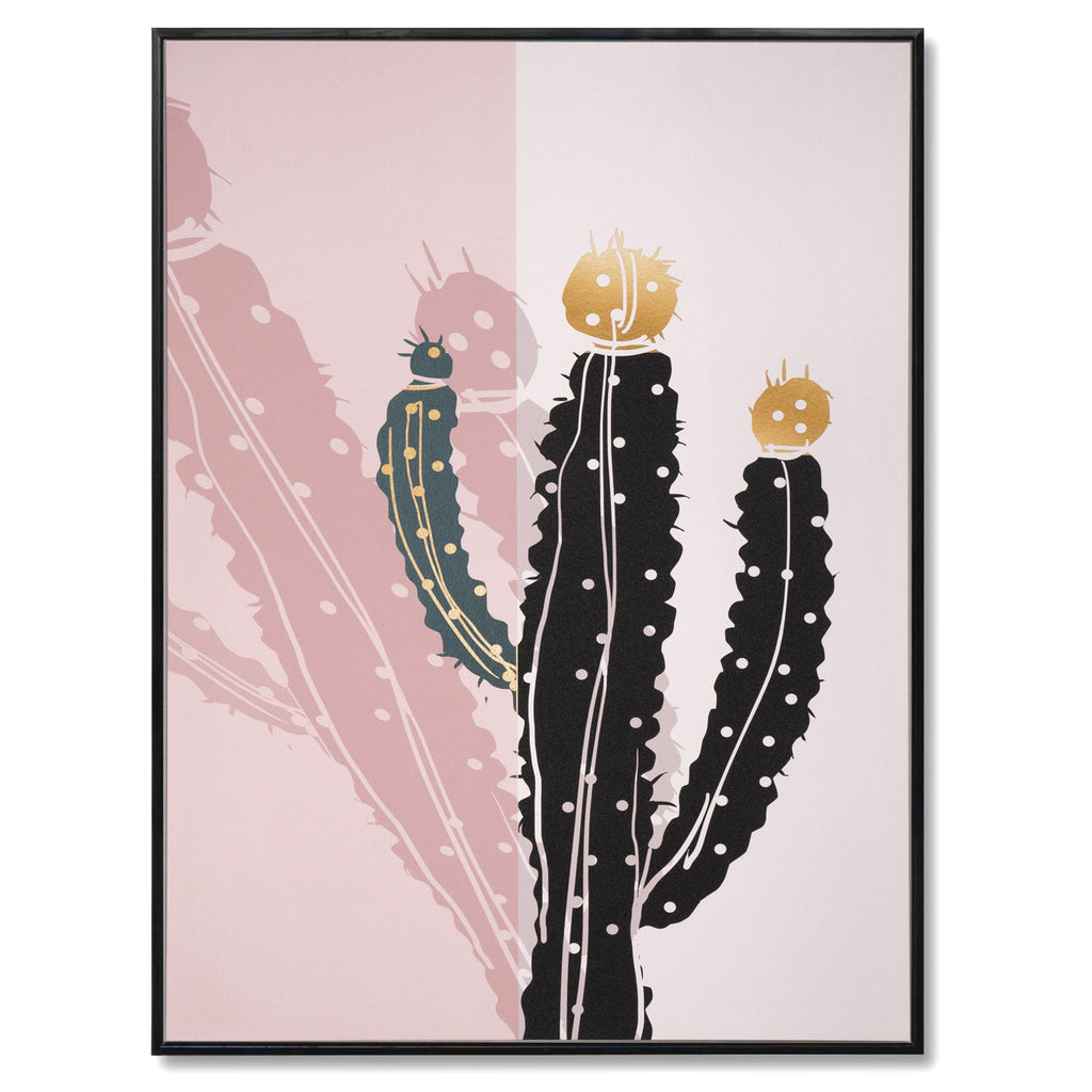 Cuadro decorativo Cactus naif marco negro - Vista frontal