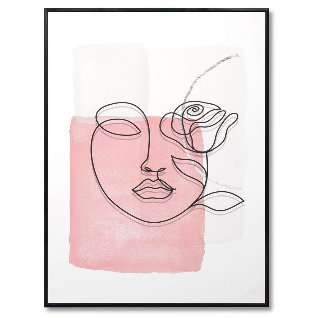 Cuadro minimalista Pink doodle2 marco negro - Vista frontal
