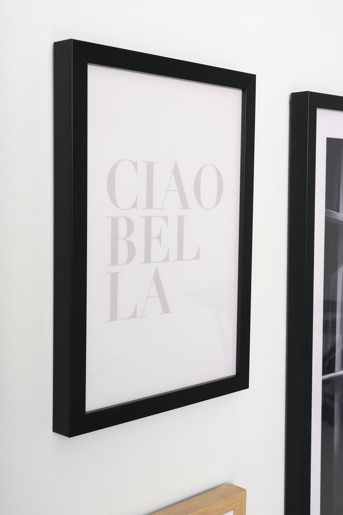 Cuadro frases Ciao bella marco negro - Detalle fotografía de ambiente