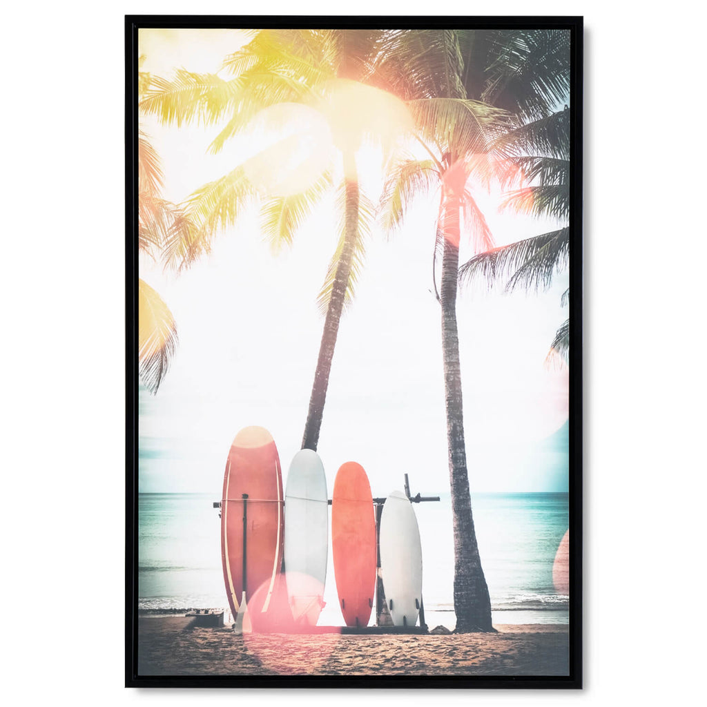 Cuadro foto Surf palms marco negro - Vista frontal