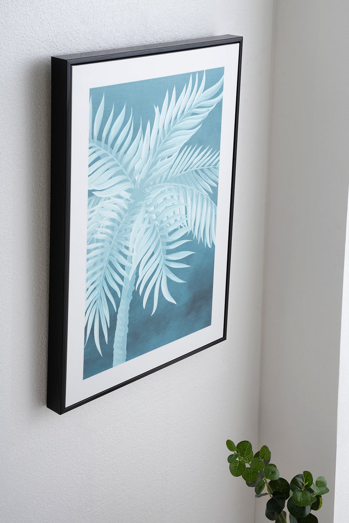 Cuadro planta Blue palm marco negro - Fotografía de ambiente