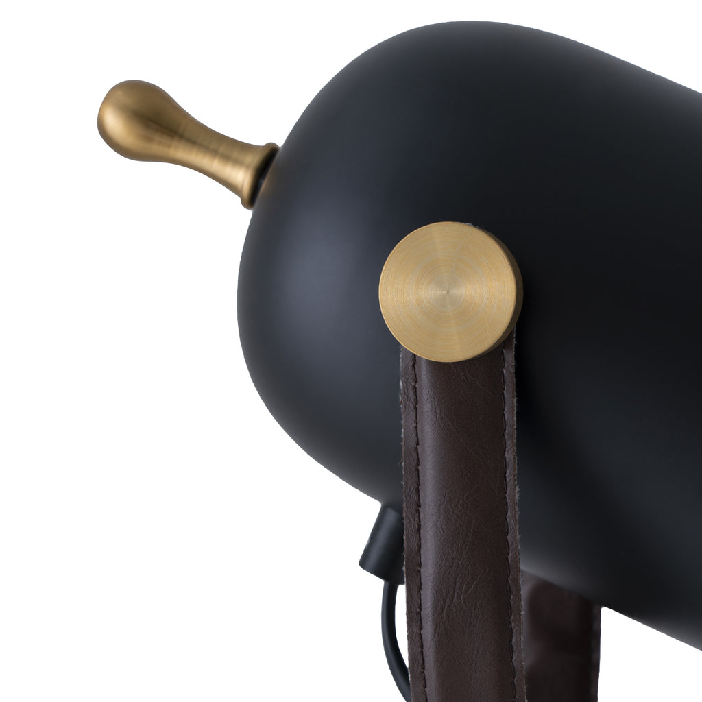 Lámpara de pie Pransh negro - Detalle embellecedor lámpara